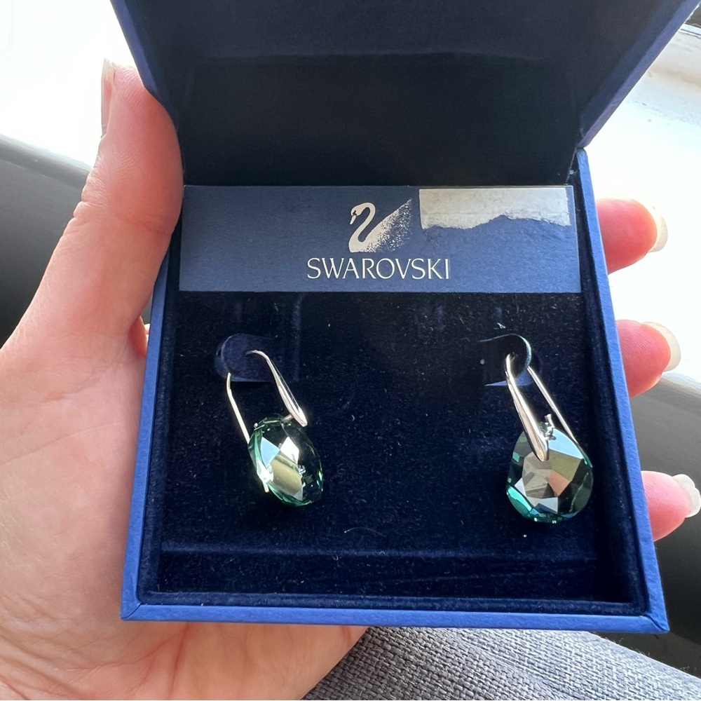 SWAROVSKI 856298 Drop Crystal Earrings - Light Blue - 3cm - EUC - Picture 1 of 4
